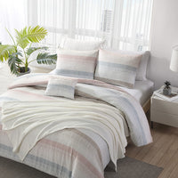 The Nesting Company Blue Magenta Felicity Stripe 5 Piece Comforter Set with Throw - King