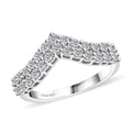Luxuriant Lab Grown Diamond (G-H, SI) Chevron Ring in Rhodium Over Sterling Silver (Size 7.0) 0.65 ctw - Sticky add to cart bar