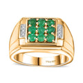 AAA Kagem Zambian Emerald, Diamond Men's Ring in 18K Vermeil YG Over Sterling Silver (Size 10.0) 0.90 ctw - Sticky add to cart bar