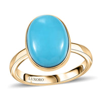 10K Yellow Gold Premium Sleeping Beauty Turquoise Solitaire Ring (Size 7.0) 4.50 ctw