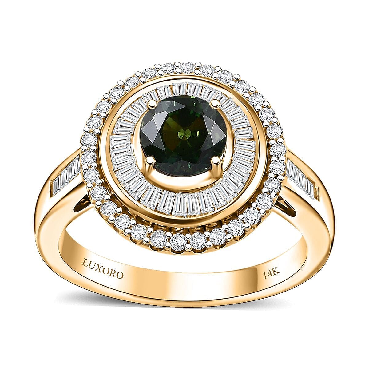 Certified & Appraised Luxoro 14K Yellow Gold AAA Orange Sapphire, Diamond (I2) (0.69 cts) Ring (Size 8.0) (5.27 g) 2.00 ctw