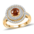 Certified & Appraised Luxoro 14K Yellow Gold AAA Orange Sapphire, Diamond (I2) (0.69 cts) Ring (Size 8.0) (5.27 g) 2.00 ctw - Sticky add to cart bar