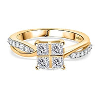 Moissanite 0.82 ctw Ring in Vermeil Yellow Gold Over Sterling Silver (Size 9)