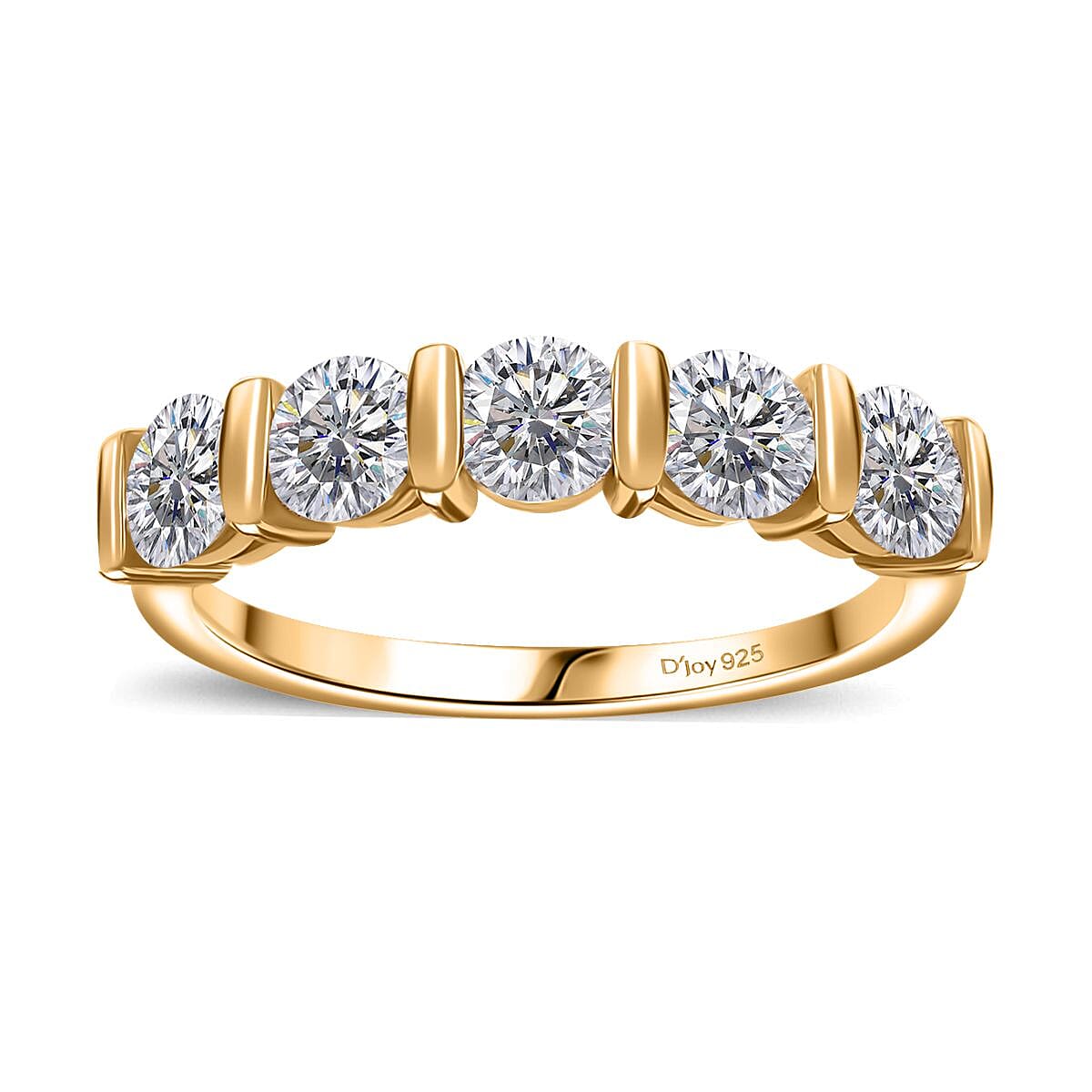 Moissanite 4 Stone Ring in 18K Vermeil YG Over Sterling Silver (Size 10.0) 1.25 ctw