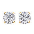100 Facets Moissanite (Rnd 6mm) Solitaire Stud Earrings in 18K Vermeil YG Over Sterling Silver 1.50 ctw - Sticky add to cart bar