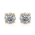 Moissanite 1.30 ctw Solitaire Stud Earrings in 18K Vermeil Yellow Gold Over Sterling Silver - Sticky add to cart bar