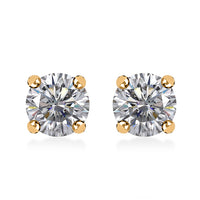 Moissanite 1.30 ctw Solitaire Stud Earrings in 18K Vermeil Yellow Gold Over Sterling Silver