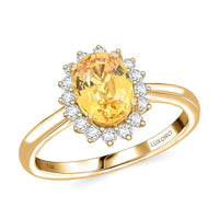 Certified & Appraised Luxoro 14K Yellow Gold AAA Madagascar Yellow Sapphire, Diamond (G-H, I2) (0.28 cts) Ring (Size 10.0) 2.15 ctw