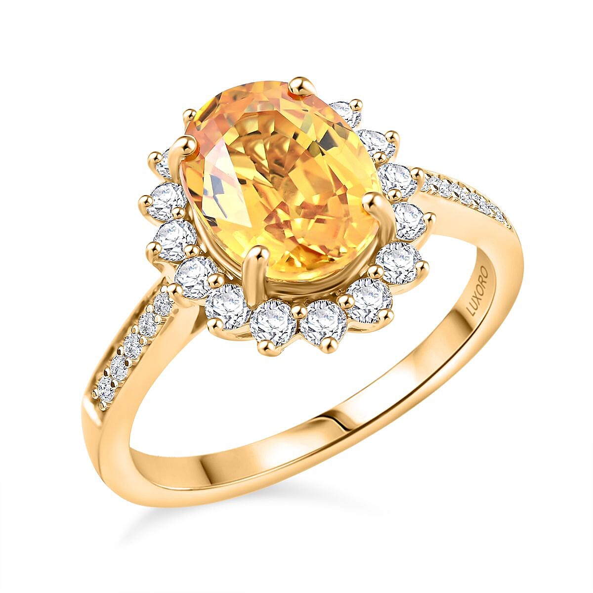 Collector's Edition Luxoro AAA Canary Yellow Sapphire and G-H I2 Diamond 3.00 ctw Ring in 14K Yellow Gold 4.05 Grams