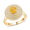 Certified & Appraised Luxoro AAA Madagascar Yellow Sapphire and G-H I2 Diamond 1.35 ctw Ring in 14K Yellow Gold 5.25 Grams - Sticky add to cart bar