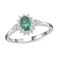 Premium Kagem Zambian Emerald and White Zircon 1.00 ctw Ring in Rhodium Over Sterling Silver - Sticky add to cart bar