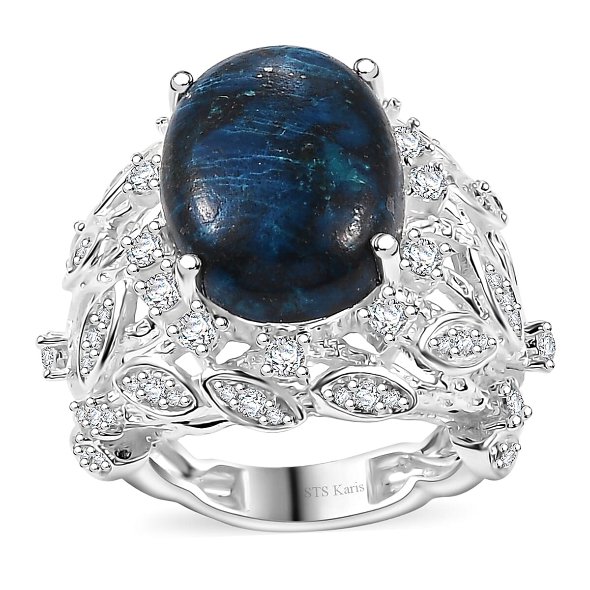 Karis Table Mountain Shadowkite, White Zircon Tree Branch Ring in Platinum Bond (Size 10.0) (Del. in 8-10 Days) 13.40 ctw