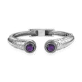 Premium African Amethyst Bangle Bracelet in Stainless Steel (6.50 In) 6.70 ctw - Sticky add to cart bar
