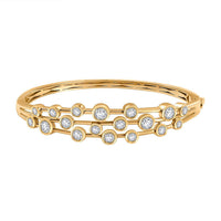 J Francis Embellished with Zirconia by Swarovski 8.70 ctw Bubbles Bangle Bracelet in 18K Vermeil Yellow Gold Over Sterling Silver (7.25 In)