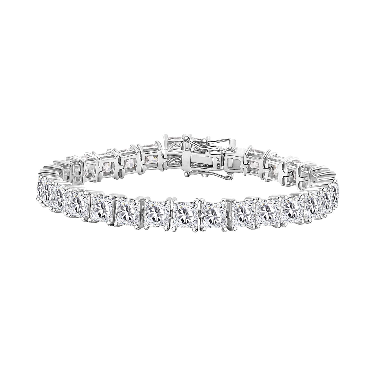 J Francis Embellished with Zirconia by Swarovski Bracelet in Rhodium Over Sterling Silver (6.50 In) 40.10 ctw