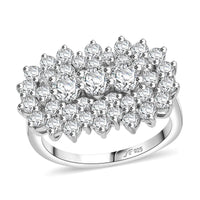 J Francis Embellished with Zirconia by Swarovski Ring in Rhodium Over Sterling Silver (Size 10.0) 4.15 ctw