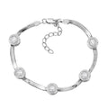 J Francis Embellished with Zirconia by Swarovski 7.40 ctw Herringbone Chain Station Bracelet in Rhodium Over Sterling Silver (6.50-8.00In) - Sticky add to cart bar