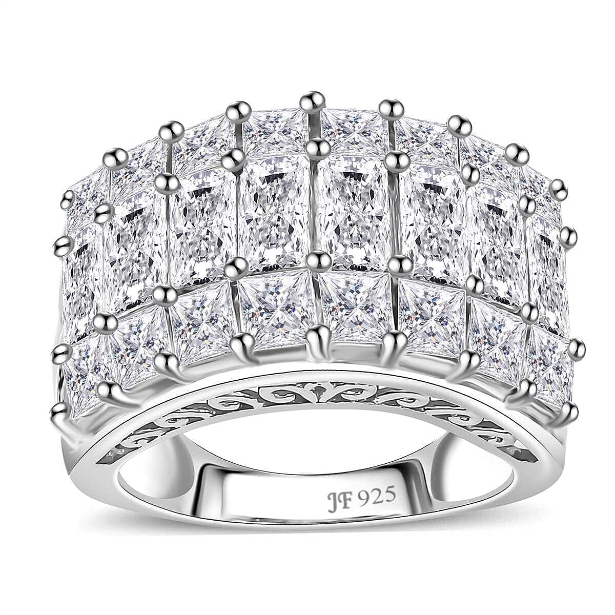 J Francis Embellished with Zirconia by Swarovski 8.50 ctw Ring in Rhodium Over Sterling Silver (Size 8.0)