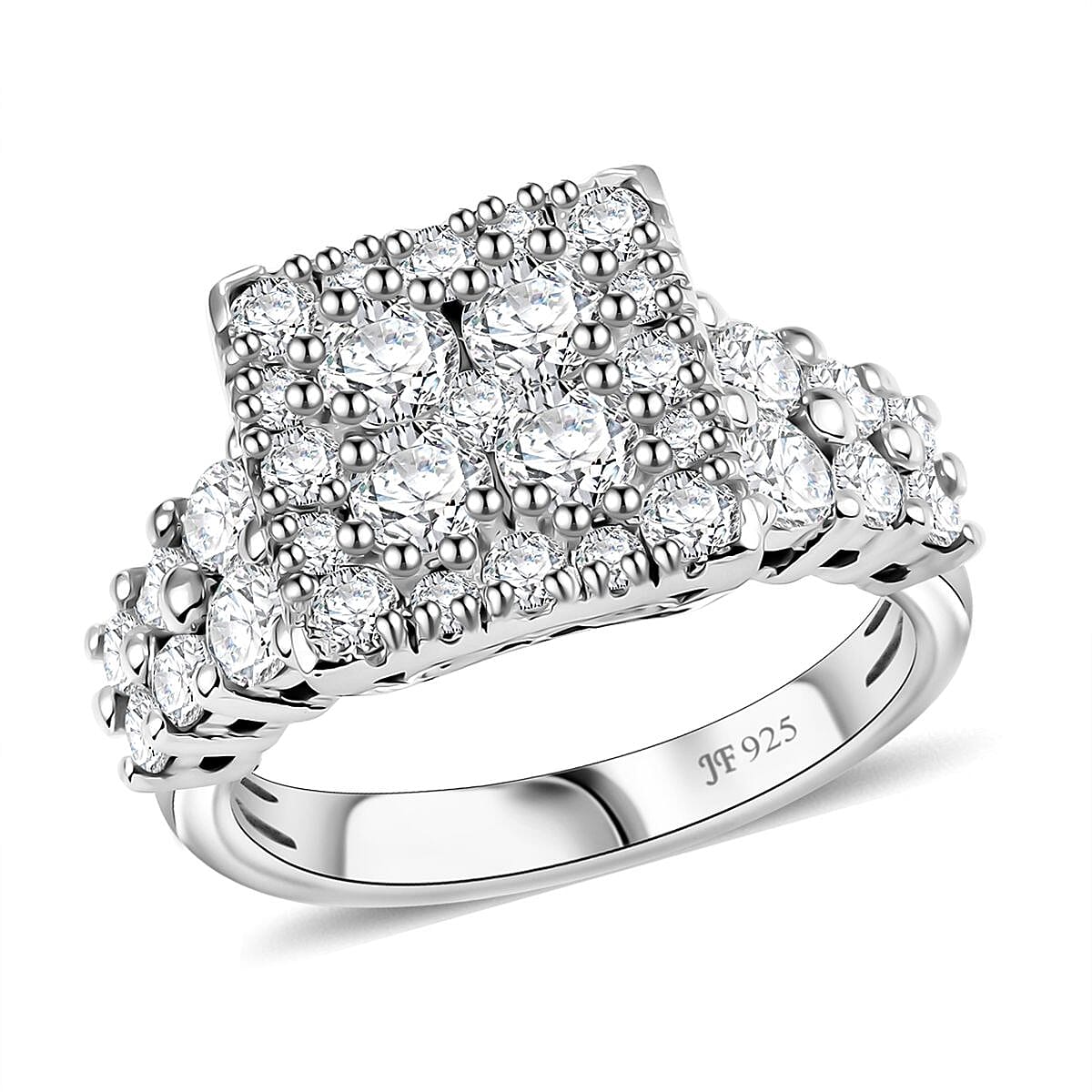 J Francis Embellished with Zirconia by Swarovski Ring in Rhodium Over Sterling Silver (Size 10.0) 3.80 ctw