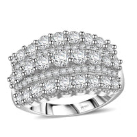 J Francis Embellished with Zirconia by Swarovski Ring in Rhodium Over Sterling Silver (Size 10.0) 3.85 ctw