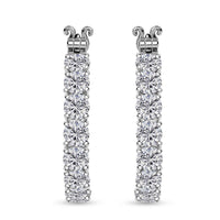 J Francis Embellished with Zirconia by Swarovski 25.50 ctw Hoop Earrings in Rhodium Over Sterling Silver