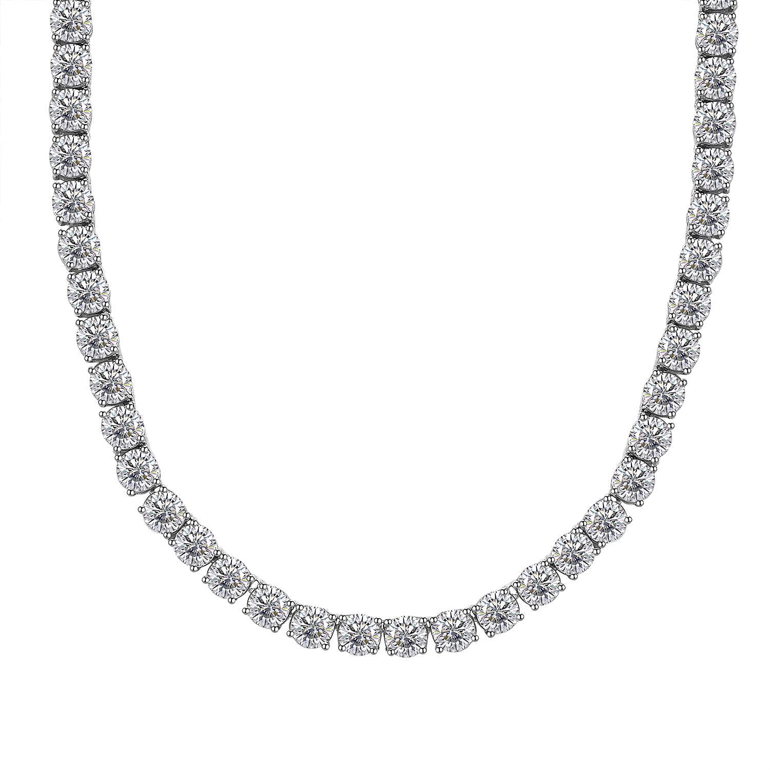J Francis Embellished with Zirconia by Swarovski 74 ctw Tennis Necklace 18 Inches in Rhodium Over Sterling Silver