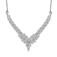 J Francis Embellished with Zirconia by Swarovski 10.60 ctw Chevron Necklace in Rhodium Over Sterling Silver 18 Inches