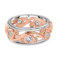 Moissanite 5.37 ctw Band Ring in Vermeil RG Over Sterling Silver (Size 8)
