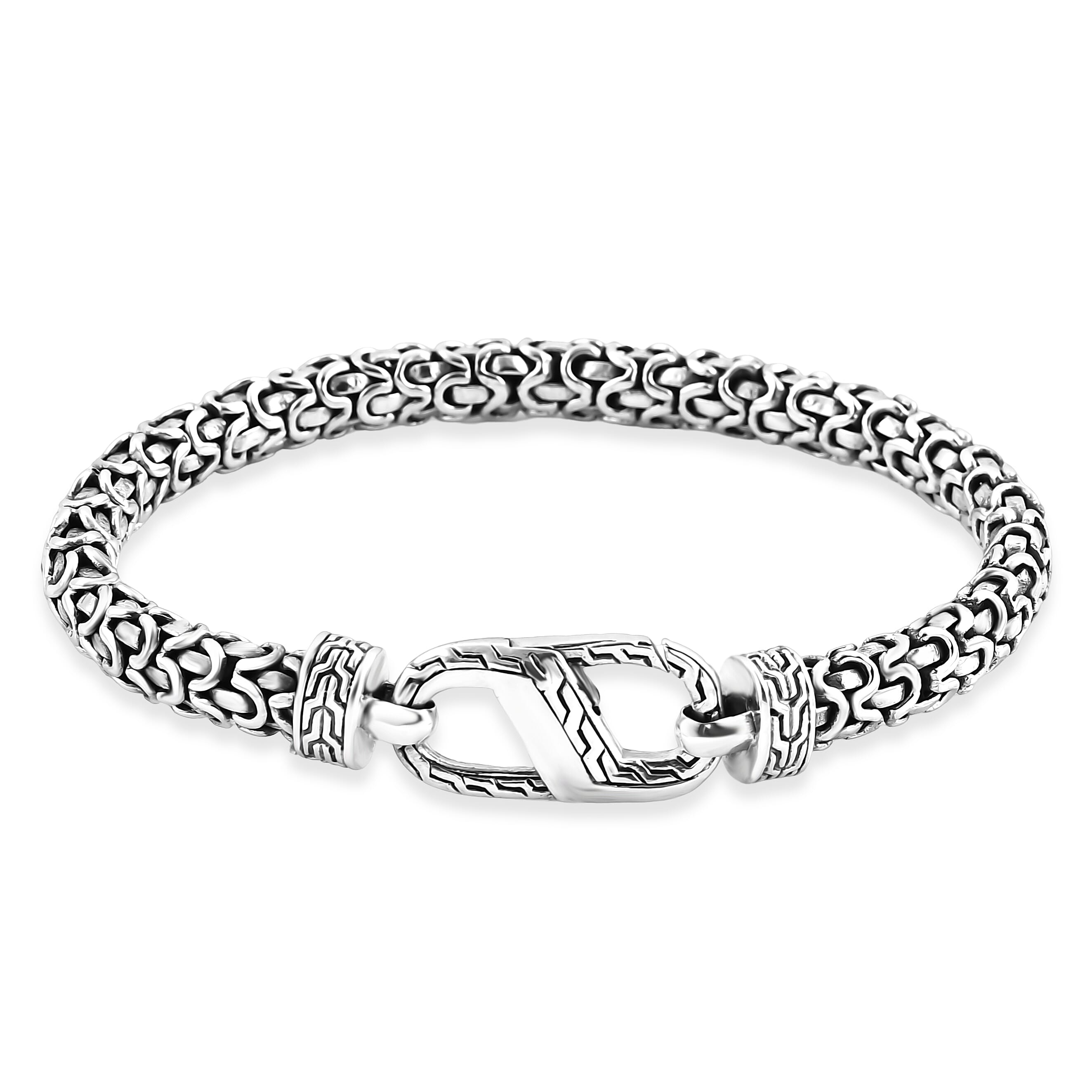 Bali Legacy Sterling Silver Tulang Naga Texture Dragon Bracelet (6.50 In) (35 g)