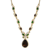 Karis Brazilian Smoky Quartz and Multi Gemstone 6.25 ctw Butterfly Necklace in 18K YG Plated and Stainless Steel 18 Inches