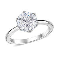 10K White Gold J Francis Embellished with Zirconia by Swarovski Solitaire Ring (Size 10.0) 3.35 ctw