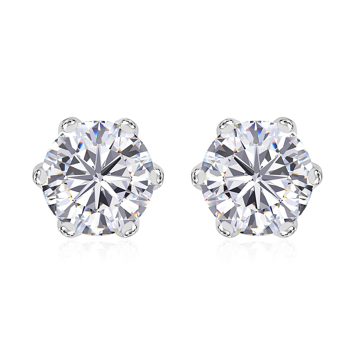 J Francis Embellished with Zirconia by Swarovski 3.00 ctw Solitaire Stud Earrings in 10K White Gold