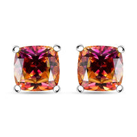 J Francis Embellished with Vibrant Red-Orangy Yellow Zirconia by Swarovski 4.00 ctw Solitaire Stud Earrings in Rhodium Over Sterling Silver