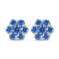 J Francis Embellished with Arctic Blue Crystal by Swarovski Blooming Flower Earrings in Rhodium Over Sterling Silver - Sticky add to cart bar