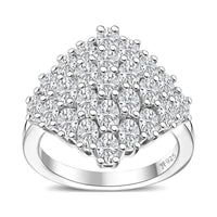 J Francis Embellished with Zirconia by Swarovski 3.60 ctw Art and Deco Ring in Rhodium Over Sterling Silver (Size 10.0)