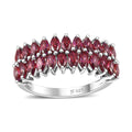 J Francis Embellished with Red Dark Zirconia by Swarovski Crimson Cascade Ring in Rhodium Over Sterling Silver (Size 10.0) 2.65 ctw - Sticky add to cart bar