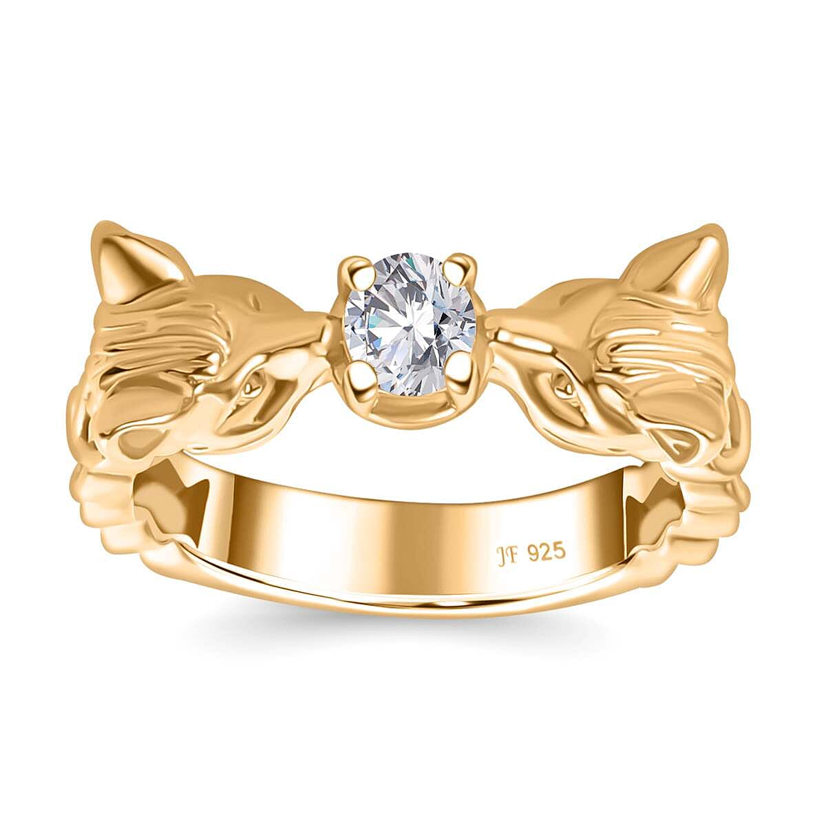 J Francis Swarovski Zirconia 0.45 ctw Ring in 18K Vermeil Yellow Gold Over Sterling Silver (Size 6.5)