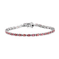 Premium Tanzanian Blush Garnet, Moissanite Art Deco Bracelet in Rhodium Over Sterling Silver (7.25 In) 8.70 ctw - Sticky add to cart bar