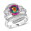 Premium Nebula Quartz Doublet, White Zircon Ring in Rhodium Over Sterling Silver (Size 10.0) 3.80 ctw - Sticky add to cart bar