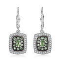 Tsavorite Garnet and White Zircon 2.10 ctw Ocean Glimmer Earrings in Rhodium Over Sterling Silver - Sticky add to cart bar