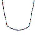 Simulated Multi Color Diamond Tennis Necklace with Bolo Slider in Silvertone 18-26 Inches - Sticky add to cart bar