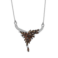 D'Joy AAA Jenipapo Andalusite and Moissanite 2.30 ctw Floral Necklace in Rhodium Over Sterling Silver 18 Inches