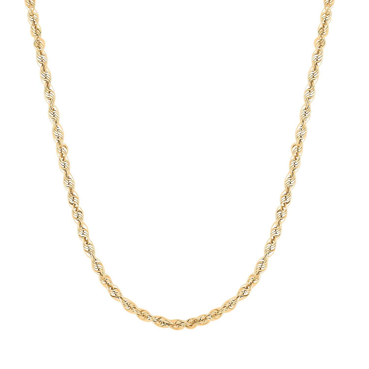 3.7mm Rope Chain Necklace in 10K Yellow Gold 24 Inches 6.3 Grams