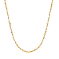 3.7mm Rope Chain Necklace in 10K Yellow Gold 24 Inches 6.3 Grams