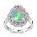 Premium Ethiopian Welo Opal, White Diamond Ring in Rhodium Over Sterling Silver (Size 10.0) 2.90 ctw - Sticky add to cart bar