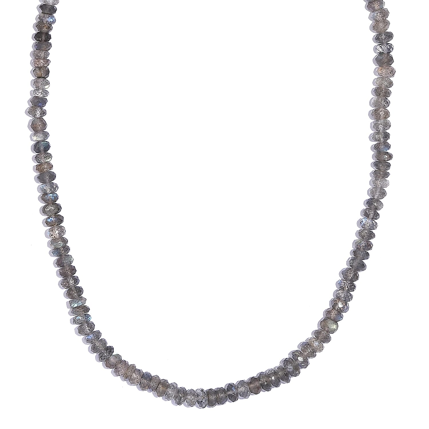 Malagasy Labradorite 380.00 ctw Necklace 18 Inches in Rhodium Over Sterling Silver