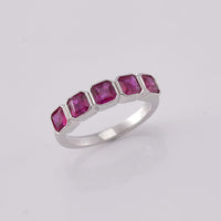 Niassa Ruby (FF) 5 Stone Ring in Rhodium Over Sterling Silver (Size 10.0) 2.60 ctw