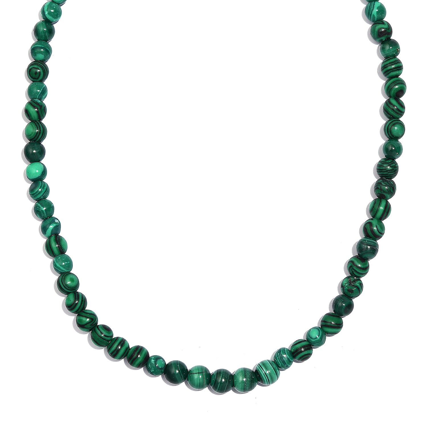 African Malachite 50.00 ctw Necklace 20 Inches in Stainless Steel