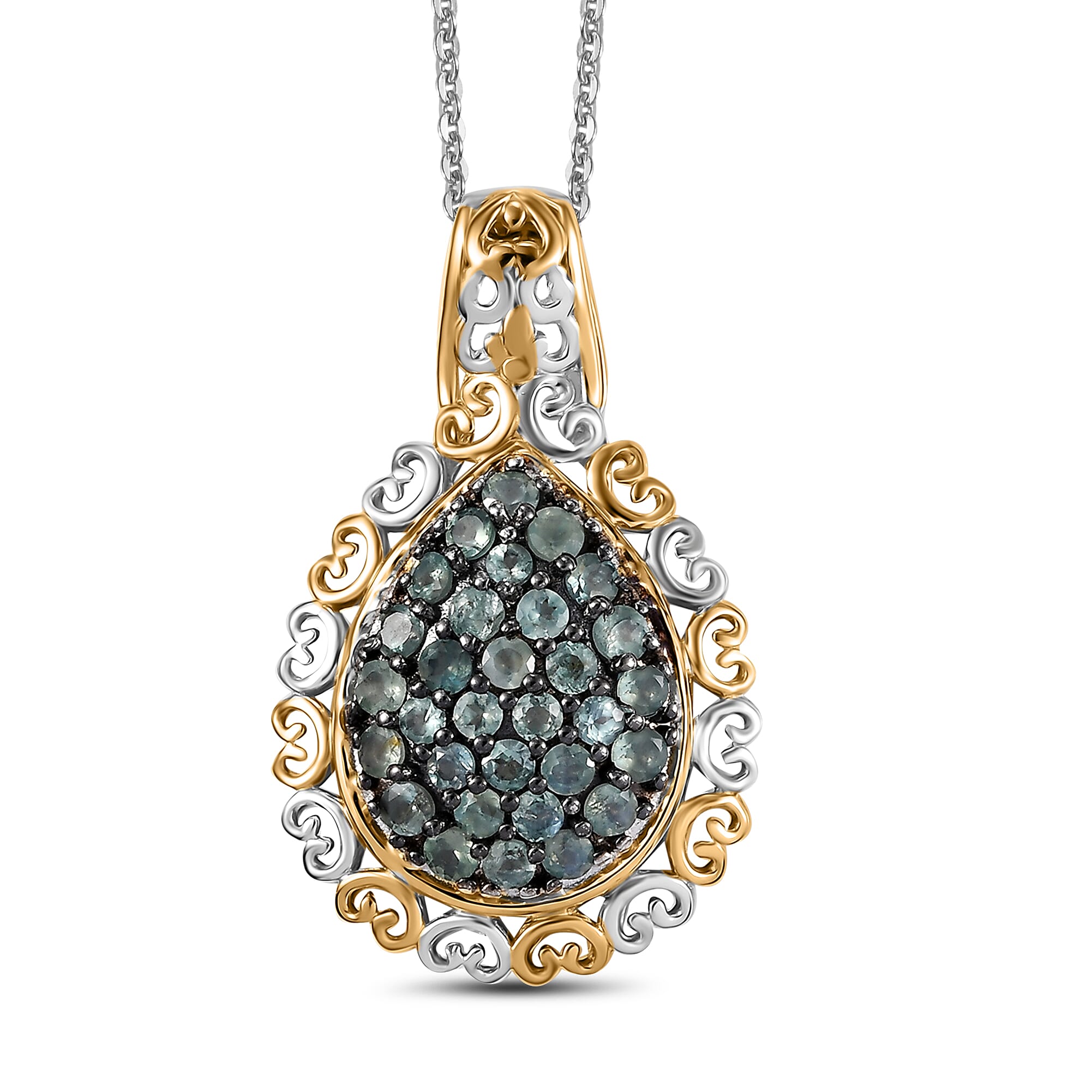 Narsipatnam Alexandrite 1.00 ctw Pendant in 18K Vermeil YG and Rhodium Over Sterling Silver