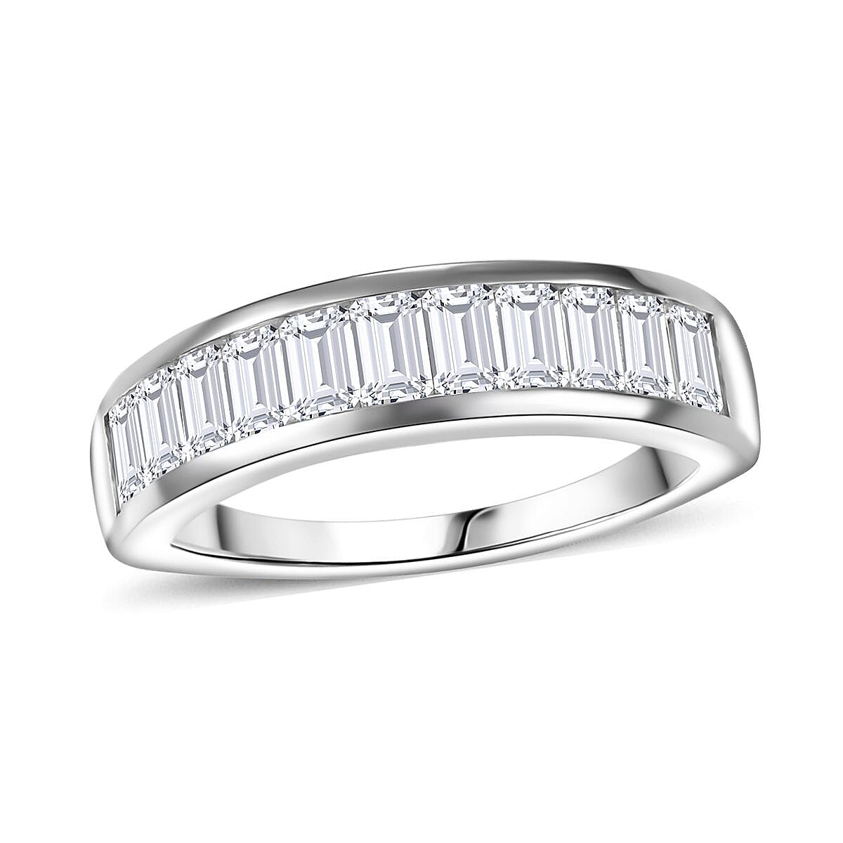J Francis Embellished with Zirconia by Swarovski Eternity Band Ring in Rhodium Over Sterling Silver (Size 10.0) 2.10 ctw